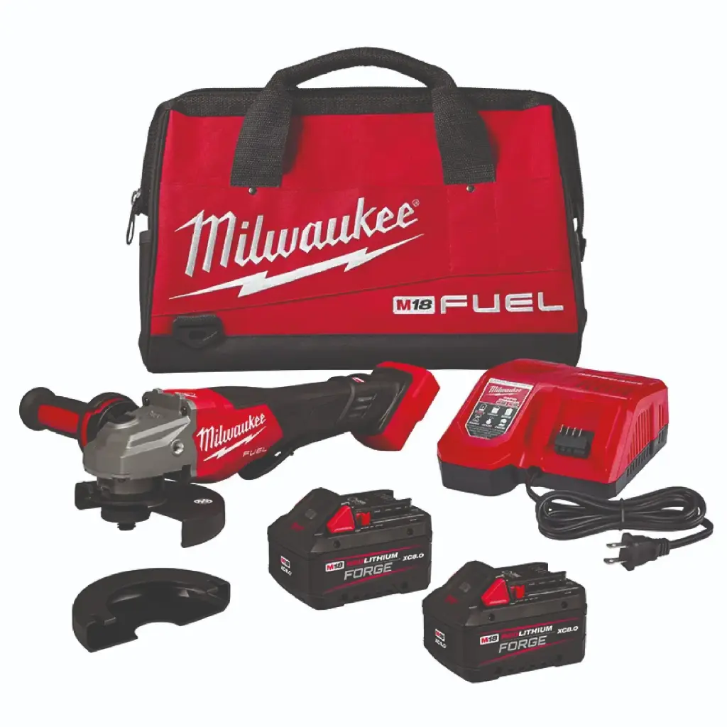 [MIL-3670-22] MINI ESMERILADORA 4 1/2 M18 FUEL CON FRENO E INTERRUPTOR DE PALETA CON CARGADOR RAPIDO Y DOS BATERIAS 8AMP FORGE