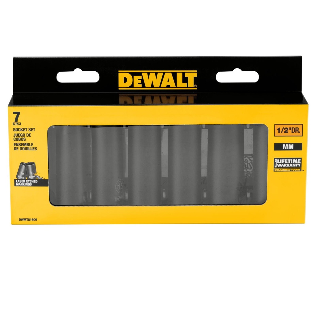 [BDA-DWMT81609] JUEGO DE DADOS IMPACTO 1/2 MILIMETRICOS 7 PZAS. NEGROS DEWALT
