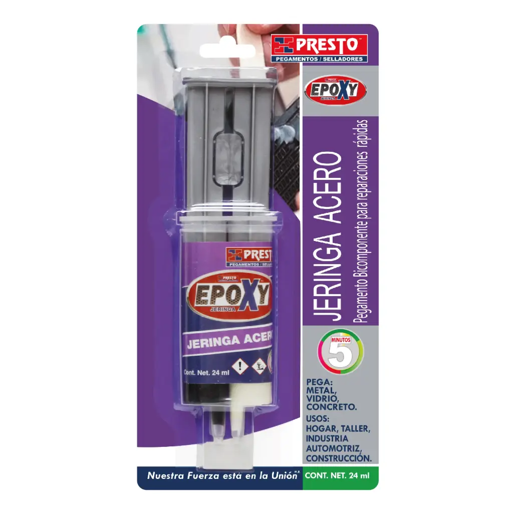 PEGAMENTO PRESTO EPOXY ACERO JERINGA 24 ML