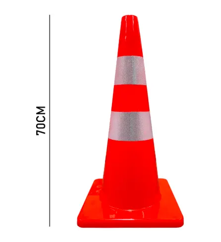CONO FLUORECENTE 70CM C/REFLEJANTE BASE NARANJA 