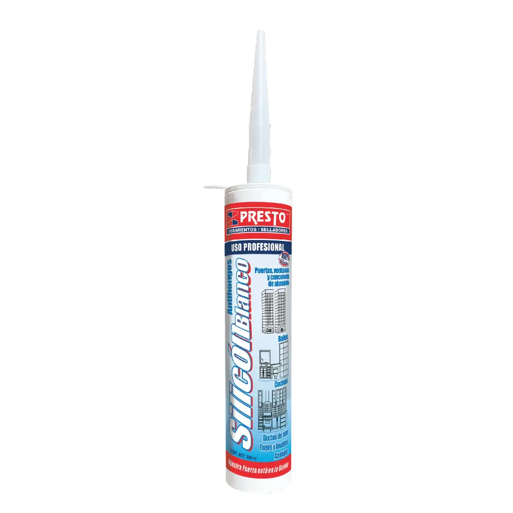 SILICON BLANCO PRESTO 100% CARTUCHO DE 300 ML