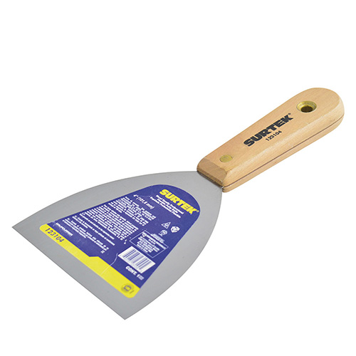 [SUR-123104] ESPÁTULA FLEXIBLE DE ACERO DE ALTO CARBÓN CON MANGO DE MADERA 4"