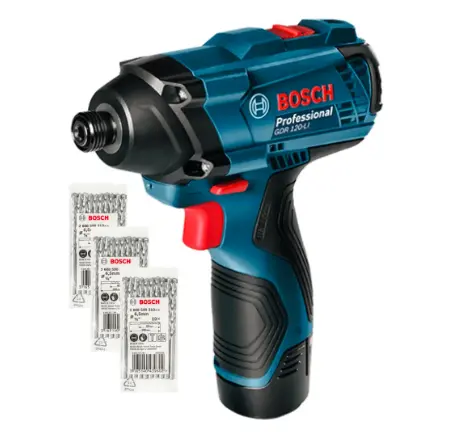 DESTORNILLADOR DE IMPACTO 12 V 2.600 RPM (BOI-19F0-0G1) + 30 BROCAS DE CONCRETO