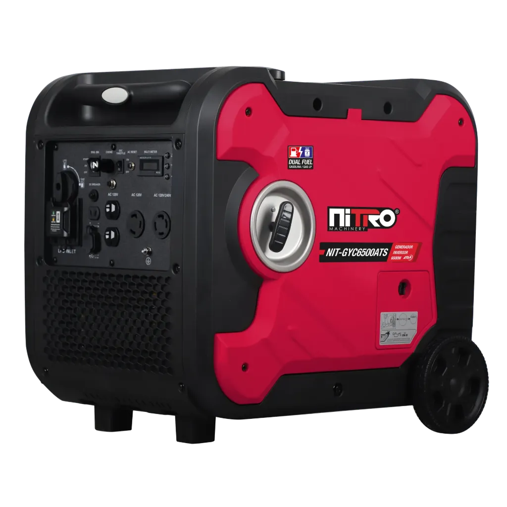 GENERADOR INVERTER 6,500W, 110-220V CARCAZA CERRADA, ENCEDIDO ELECTRICO, DUAL FUEL, GAS LP/GASOLINA