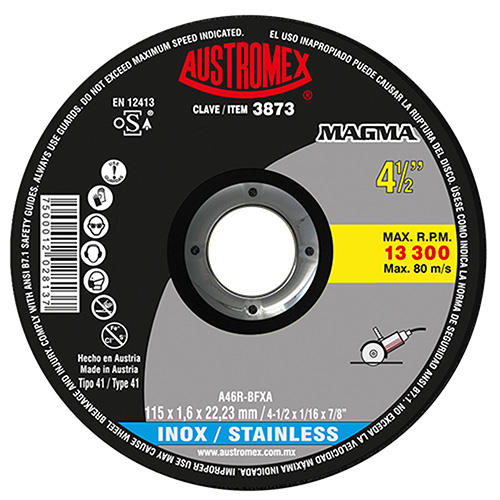 DISCO P/CORTE METAL SUPERDELGADO 4 1/2 X 1.6mm X 7/8 P/ACERO INOX. LINEA MAGMA