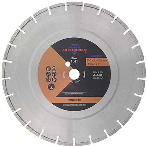DISCO DE DIAMANTE 14 X 7/64 X 1 EASY-CUT (MUY ECONOMICO) P/CONCRETO UNIVERSAL