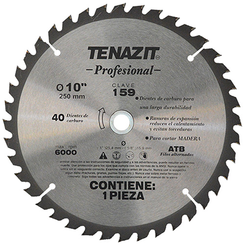 DISCO METALICO 10 X 1 5/8 (40 DIENTES) P/CORTAR MADERA