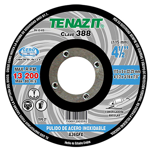 DISCO P/PULIDO ACERO INOXIDABLE 4 1/2 X 13/64 X 7/8