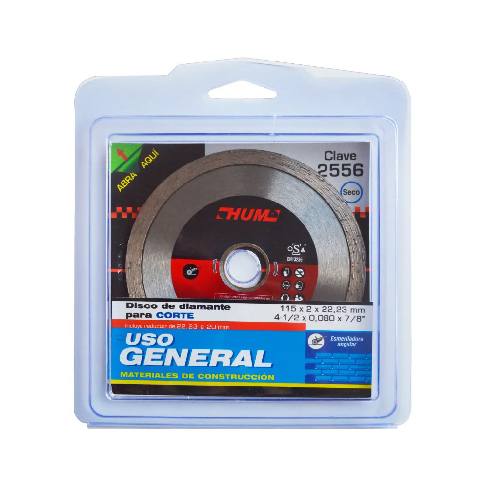 [AUS-2556] DISCO DE DIAMANTE P/USO GENERAL RIN CONT. 4 1/2 X 0.080 X 7/8 LINEA HUM