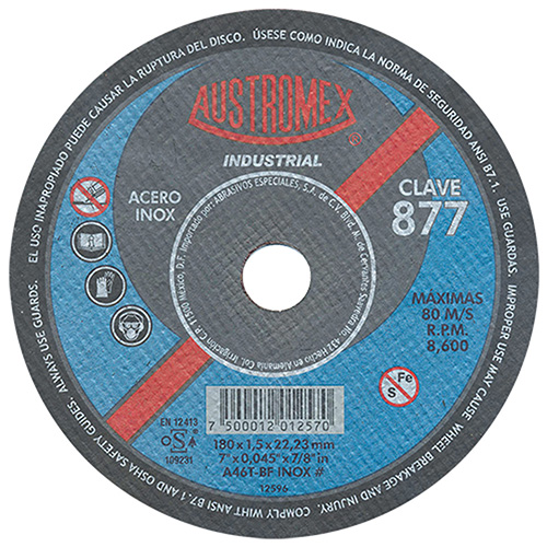 DISCO P/CORTE METAL SUPERDELGADO 7 X 0.045 X 7/8 AC. INOX. INDUSTRIAL