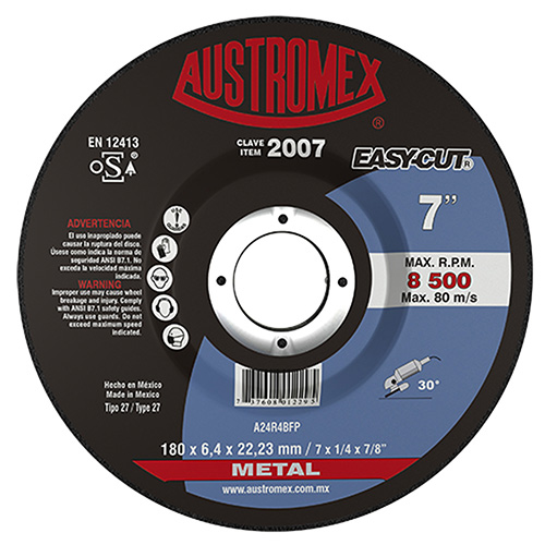 DISCO P/DESBASTE METAL 7 X 1/4 X 7/8 EASY CUT