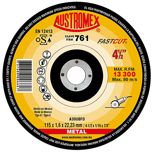 [AUS-761] DISCO P/CORTE METAL 4 1/2 X 0.039 X 7/8 SUPERDELGADO P/MINIESMERILADORA