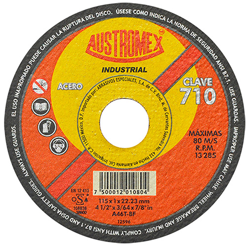 [AUS-710] DISCO P/CORTE METAL SUPERDELGADO 4 1/2 X 3/64 X 7/8 AC. AL CARBON INDUSTRIAL MAX