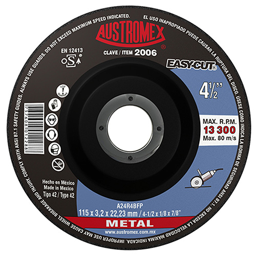 [AUS-2006] DISCO P/CORTE METAL 4 1/2 X 1/8 X 7/8 (CUBO) EASY CUT