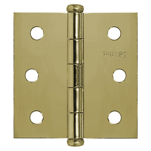 [PHI-MX3388] BISAGRA LATON PERNO SUELTO CABEZA PLANA 3 X 3 4 TORNILLO UNIVERSAL (PHI-830CTPL)