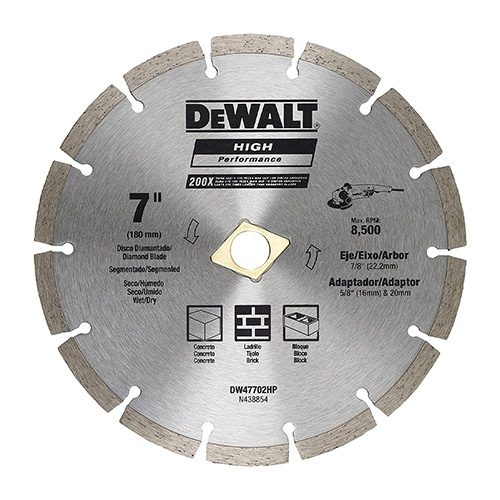 DISCO DE DIAMANTE P/USO GENERAL 7 SEGMENTADO DEWALT (HIGH PERFORMANCE)