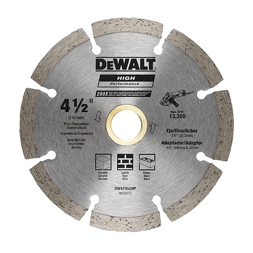 [BDA-DW47452HP] DISCO DE DIAMANTE P/USO GENERAL 4 1/2 SEGMENTADO DEWALT (HIGH PERFORMANCE)