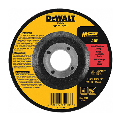 [BDA-DW8424] DISCO P/CORTE SUPERDELGADO 4 1/2 X 0.045 X 7/8 TIPO CUBO ACERO INOX. Y METAL