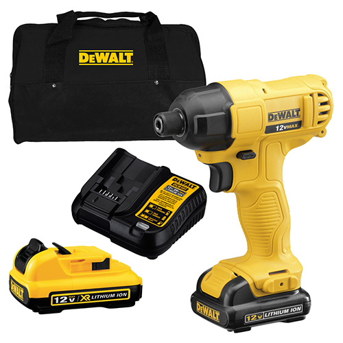 [BDD-DCF805C2-B3] DESTORNILLADOR DE IMPACTO 1/4 12 V ION-LITIO C/2 BAT. 1.3 AMP LUZ LED Y MALETA D