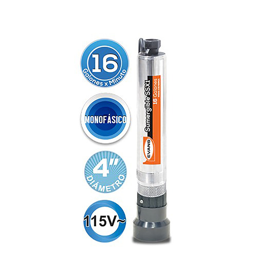 [EVA-SSX1ME100F2C] BOMBA SUMERGIBLE P/CISTERNA TIPO BALA 1 HP 110 V DESC. 1 1/4 (DOMESTICA)