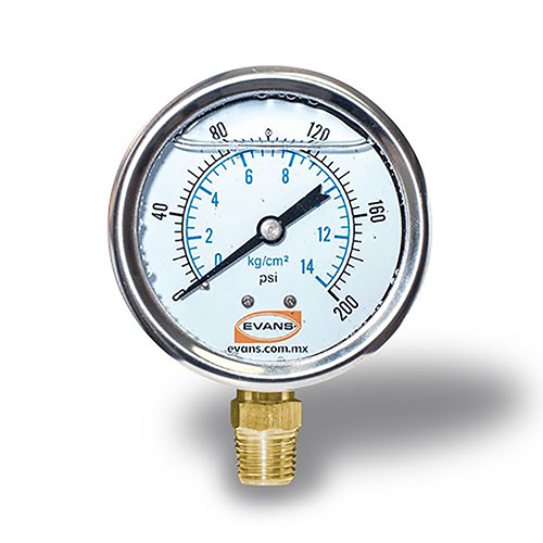 MANOMETRO 1/4NPT DE GLICERINA CARATULA 0-200 PSI