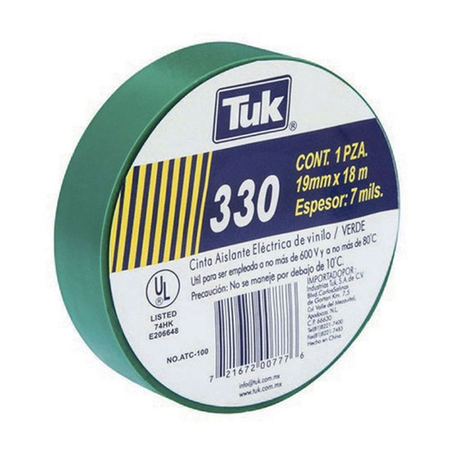 [TUK-330-3/4X18VERDE] CINTA ELECTRICA VINIL 3/4 X 18m VERDE