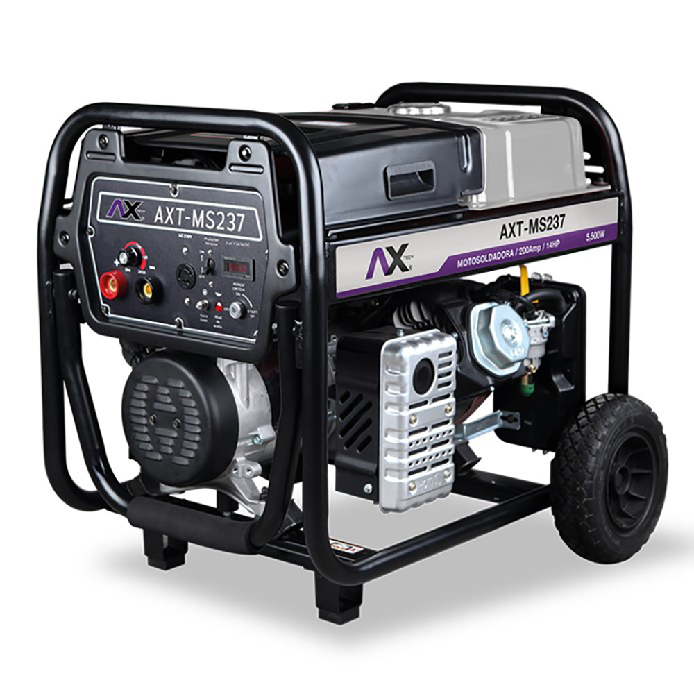 [AXT-MS237] MOTOSOLDADORA A GASOLINA 200 AMP 110V/60Hz 13HP 5,000 W C/MARCHA, BATERIA Y LLANTAS