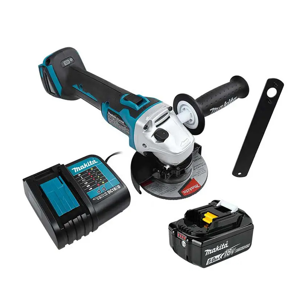 COMBO MINIESMERILADORA INALAMBRICA 4 1/2 18 V S/CARBONES C/1 BAT. 5 AMP Y CARGADOR + S