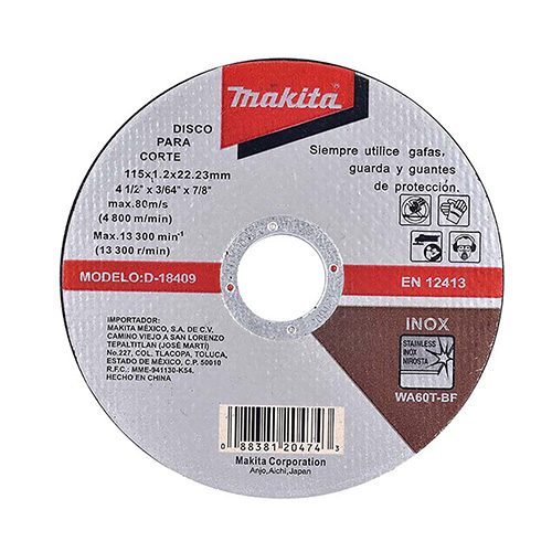 DISCO P/CORTE METAL 4 1/2 X 1.2mm X 7/8 (ACERO INOXIDABLE) (MAA-D18409)