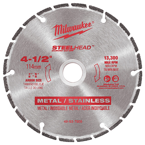 [MIA-49-93-7805] DISCO DE DIAMANTE 4 1/2 P/CORTE METAL PTR, SOLIDOS, ANGULOS STEEL HEAD P/MINI
