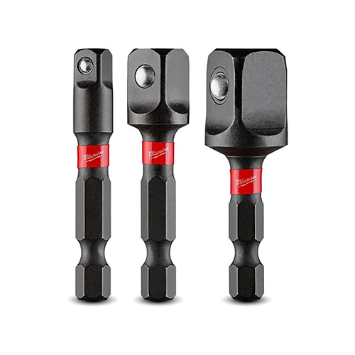 JUEGO DE ADAPTADORES PARA DADOS DE 1/4, 3/8 Y 1/2 PARA TALADRO/DESTORNILLADOR SHOCKWAVE