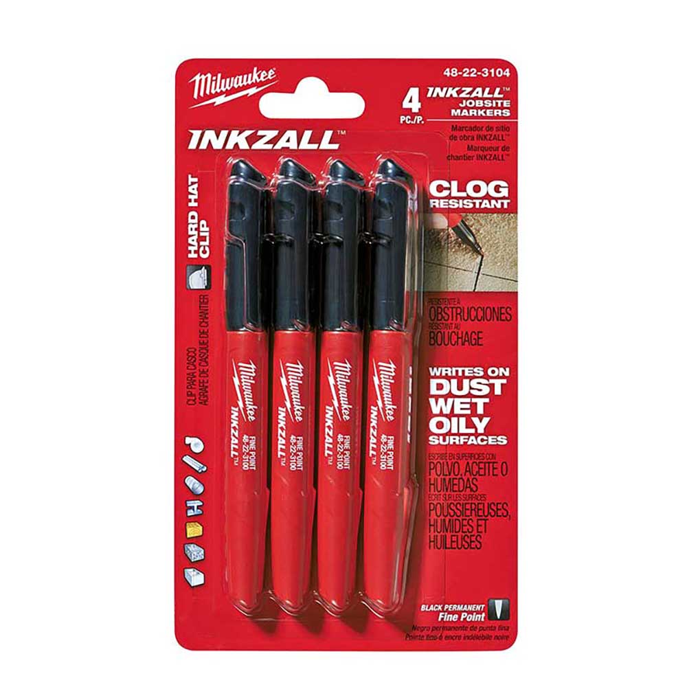 [MIA-48-22-3104] PAQUETE DE 4 MARCADORES INDUSTRIALES P/METAL Y MADERA COLOR NEGRO