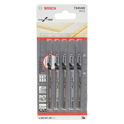 PAQUETE DE 5 SEGUETAS P/CALADORA MADERA CORTES CURVOS BOSCH (BOA-T101AO)