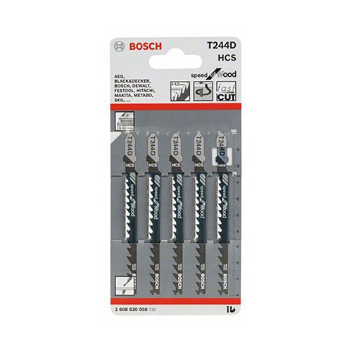 PAQUETE DE 5 SEGUETAS P/CALADORA CORTES CURVOS MADERA BOSCH (BOA-T244D)