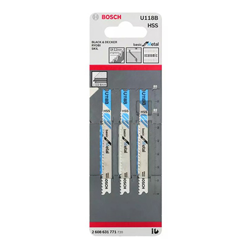 PAQUETE DE 3 SEGUETAS P/CALADORA METAL CORTE RECTO 2.5-6mm BD (BOA-U118B)