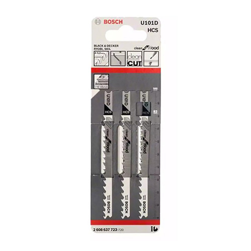 PAQUETE DE 3 SEGUETAS P/CALADORA MADERA CORTE RAPIDO BD (BOA-U101D)