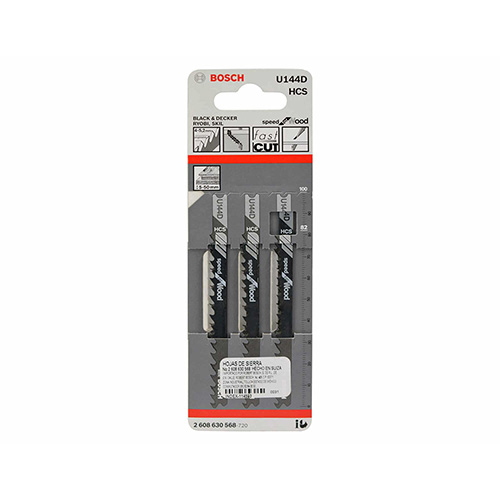 PAQUETE DE 3 SEGUETAS P/CALADORA MADERA CORTE RAPIDO BD (BOA-U144D)