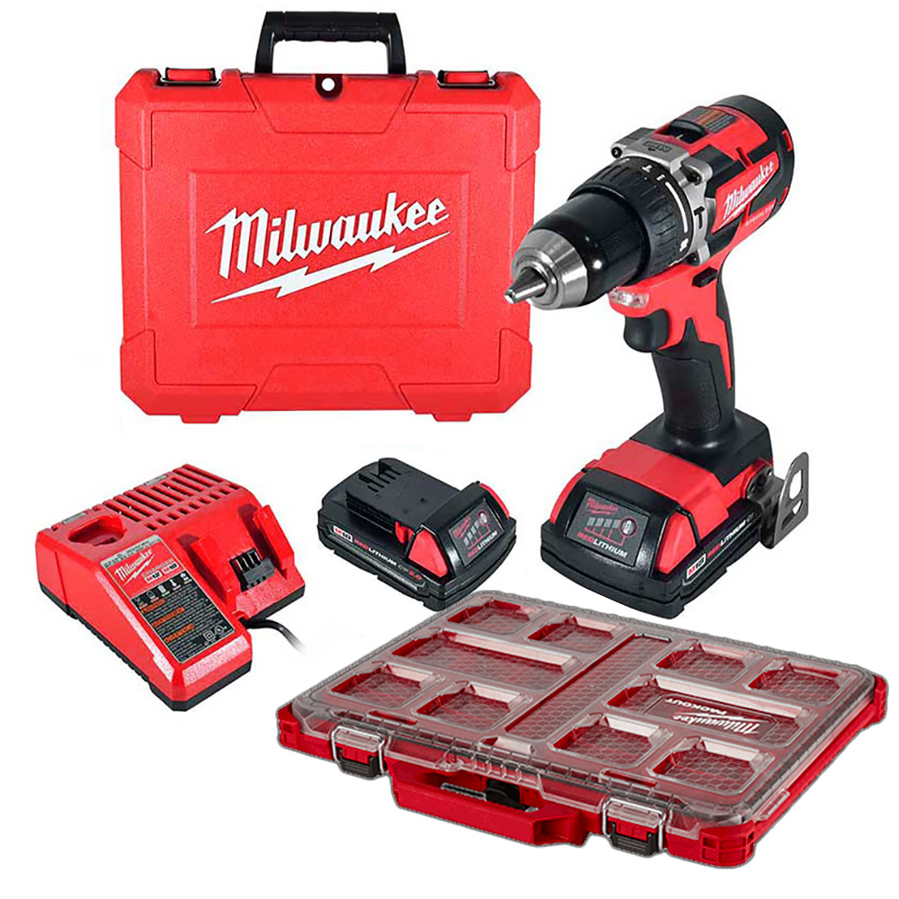[MIL-P222-2802] COMBO ROTOMARTILLO 1/2 M18 V C/2 BAT 2 AMPS+CARGADOR+ORGANIZADOR PACKOUT SLIM 48-22-8431