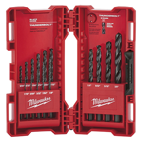 JUEGO DE BROCAS THUNDERBOLT DE 15 PZAS C/ESTUCHE DE 1/16 A 9/64 USO RUDO MILWAUKEE