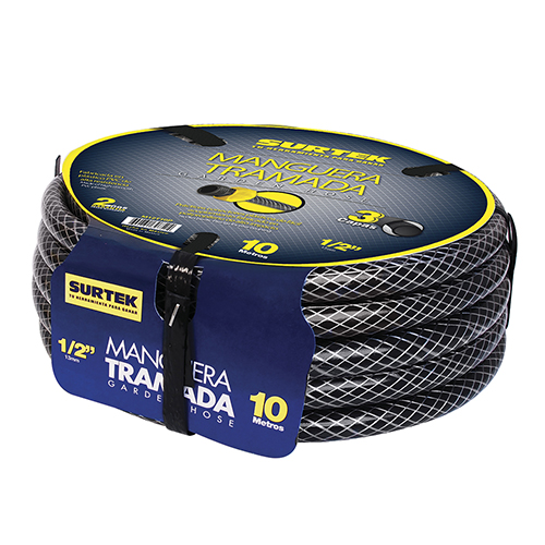 [SUR-M12T15P] MANGUERA P/JARDIN TRAMADA GRIS C/CONECTOR PLASTICO 1/2 X 15M