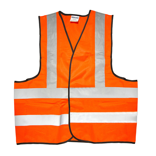 CHALECO DE SEGURIDAD NARANJA (TELA) C/REFLEJANTES P/DIA Y NOCHE