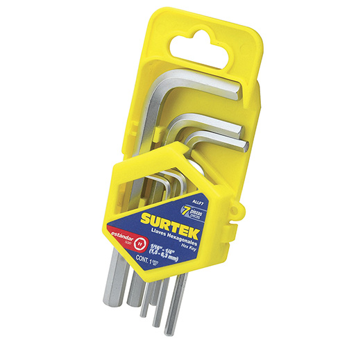 JUEGO DE 7 LLAVES HEXAGONALES STANDARD EN ORGANIZADOR PLASTICO TIPO HOLDER