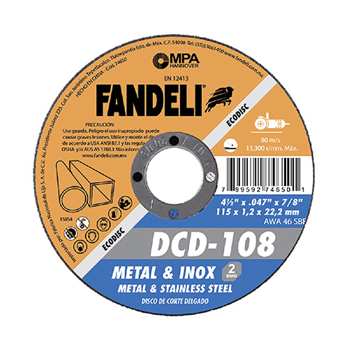 DISCO C/DELGADO INOXIDABLE DCD-108 41/2X7/8 ECO