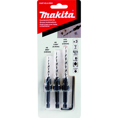 [MAA-A-99661] JUEGO DE AVELLANADORES PARA MADERA 3 PZAS. Nos.. 6, 8 y 10 (9/64-11/64-3/16)