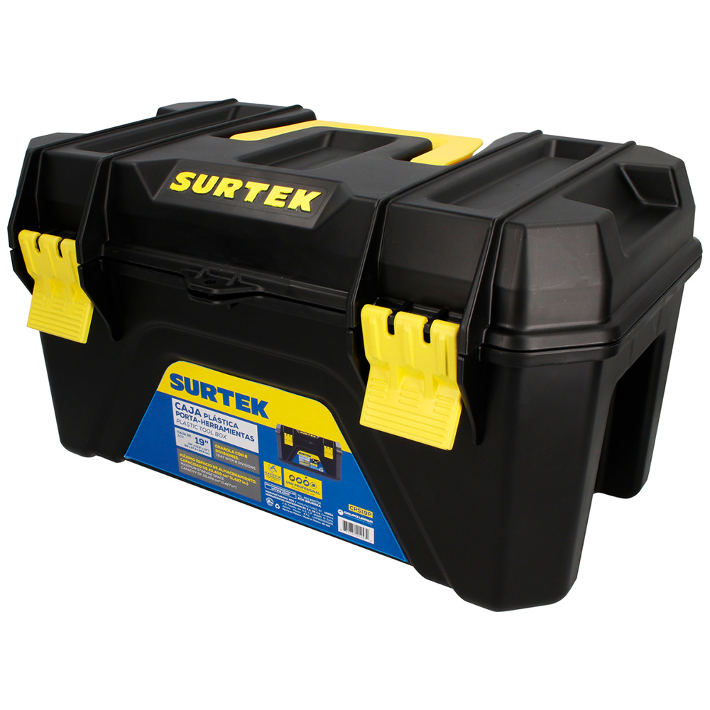 [SUR-CPS19P] CAJA PORTAHERRAMIENTAS PLASTICA CON BROCHES PLÁSTICOS Y CHAROLA 19" X 10.5" X 10"