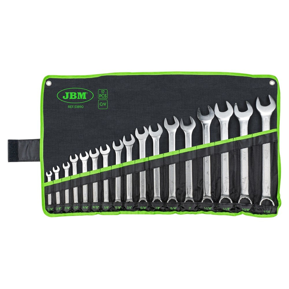 [JBM-51890] JUEGO DE 17 LLAVES COMBINADAS EN PULGADAS STD. C/ESTUCHE