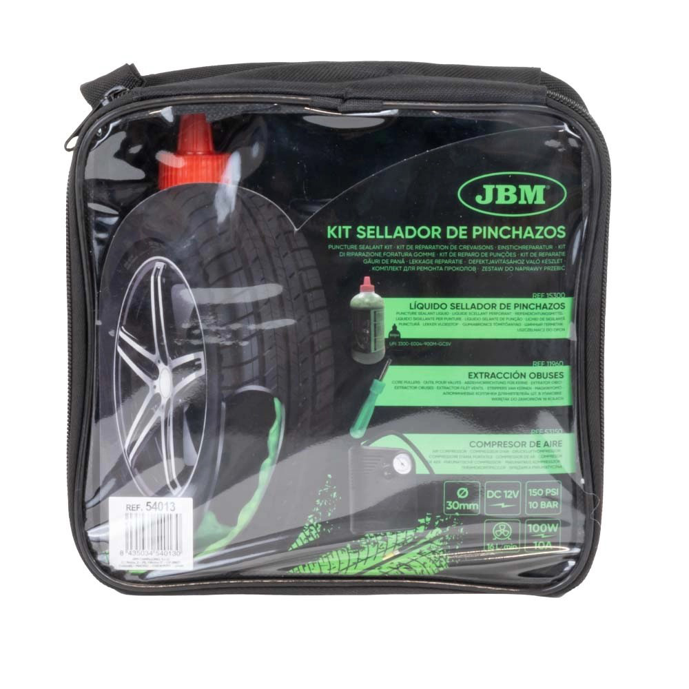 [JBM-54013] KIT DE REPARACION DE NEUMATICOS INCLUYE LÍQUIDO Y COMPRESOR DE AIRE
