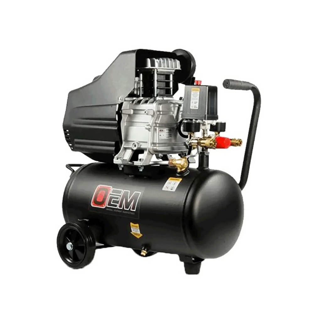 COMPRESOR DE AIRE 2.5 HP DE 25 LITROS CON KIT DE ACCESORIOS NEUMATICO DE 20 PZAS Y MANGUERA OEM BYR MIKELS