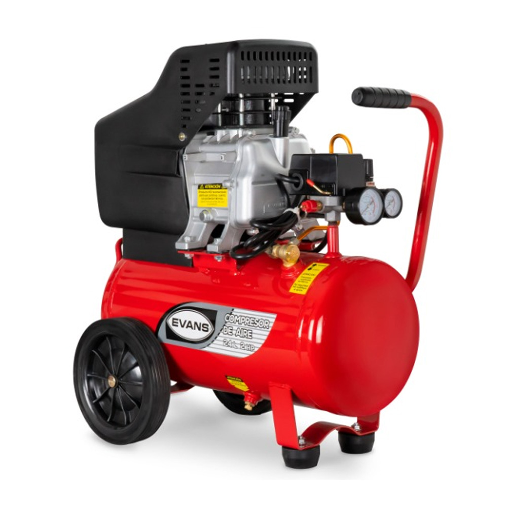 COMPRESOR COAXIAL LUBRICADO DE 2 HP CON TANQUE DE 24 LITROS PORTATIL (NO LLEVA BANDA)
