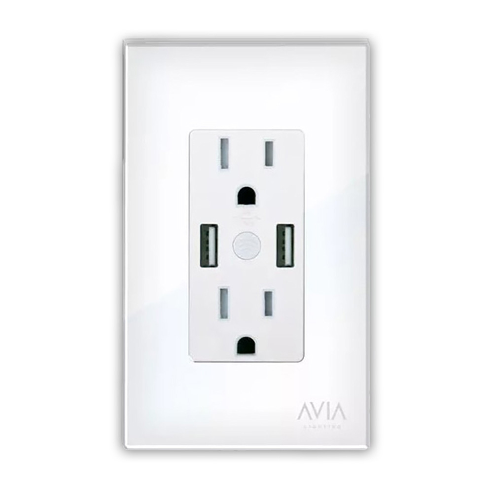 PLACA DE CONTACTOS DUPLEX D/POLICARBONATO SMART WIFI DE 2 CONTACTOS/2 USB CONTROL POR VOZ PLACA DE CRISTAL BLANCO